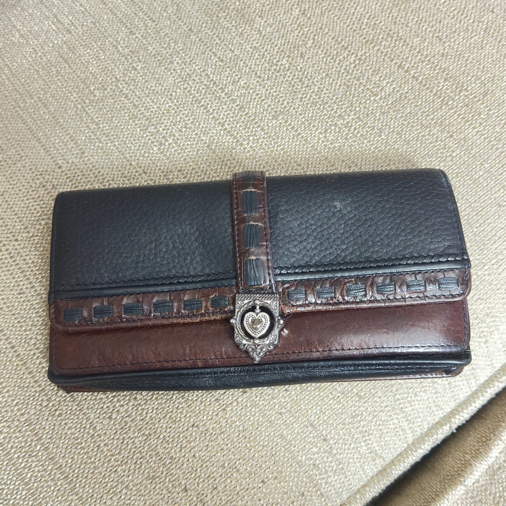 Brighton Black and Brown Wallet with Heart Clasp Great condition